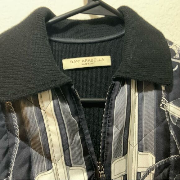 Rani Anabella CASHMERE KNIT-SILK PRINTED SWEATER: STIRRUPS BLACK-BLACK KNIT - Picture 4 of 11